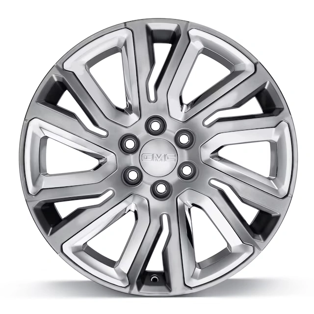 22x9-Inch Aluminum 6-Split-Spoke Wheel in Midnight Silver with Chrome Inserts