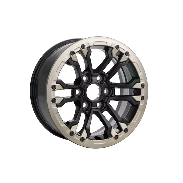 18x8-Inch 12-Spoke Beadlock Capable Wheel in Low Gloss Black with Oxide Gold Ring