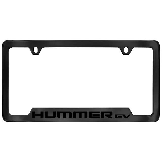 License Plate Frame in Black with GMC HUMMER EV Pickup Logo in Black by Baron & Baron® - Associated Accessories