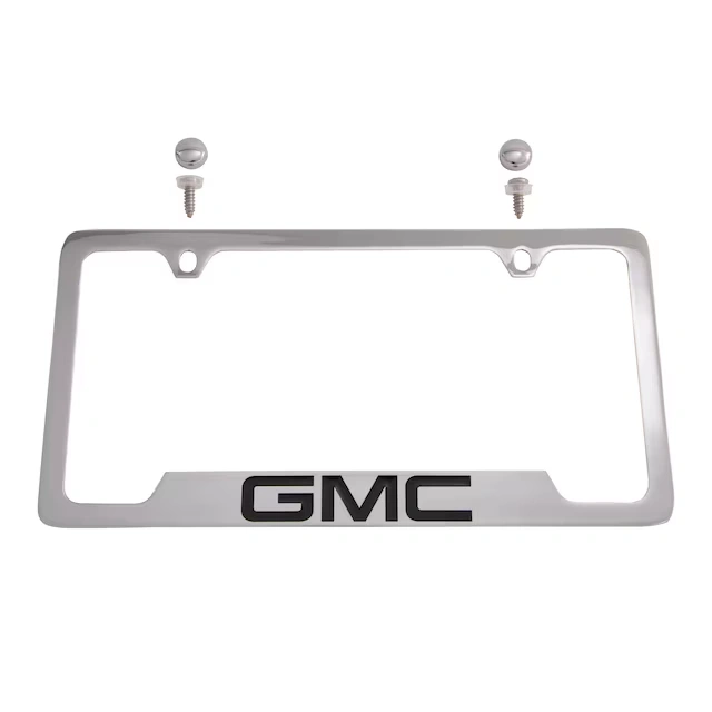 License Plate Frame by Baron & Baron® in Chrome with Black GMC Script - Associated Accessories