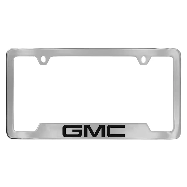 License Plate Frame by Baron & Baron® in Chrome with Black GMC Script - Associated Accessories