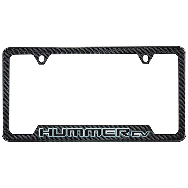License Plate Frame in Carbon Fiber with GMC HUMMER EV Pickup Logo by Baron & Baron® - Associated Accessories