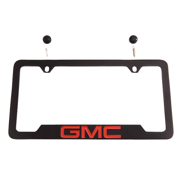 License Plate Frame by Baron & Baron® in Black with Red GMC Logo - Associated Accessories