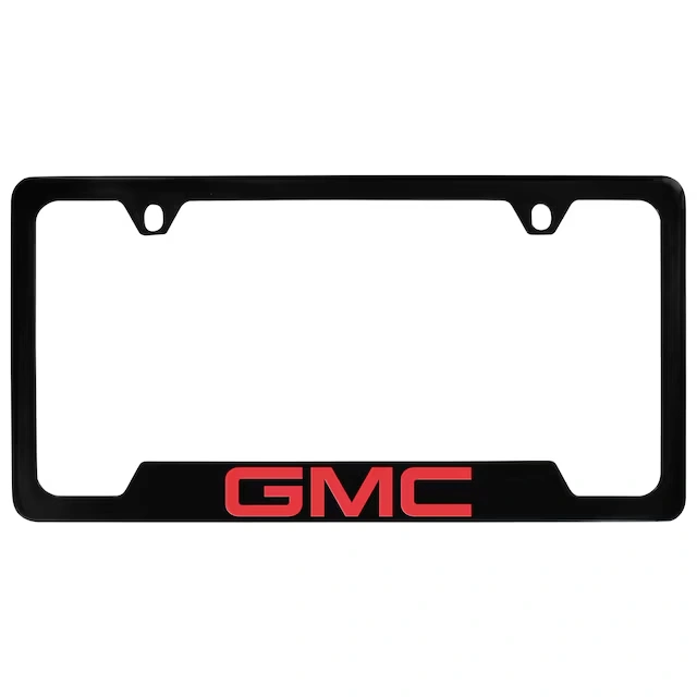 License Plate Frame by Baron & Baron® in Black with Red GMC Logo - Associated Accessories