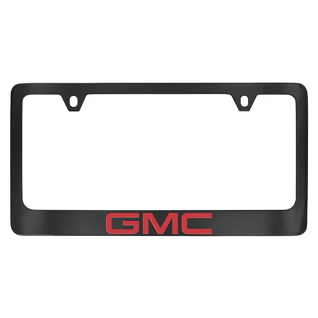 License Plate Frame by Baron & Baron® in Black with Red GMC Logo - Associated Accessories