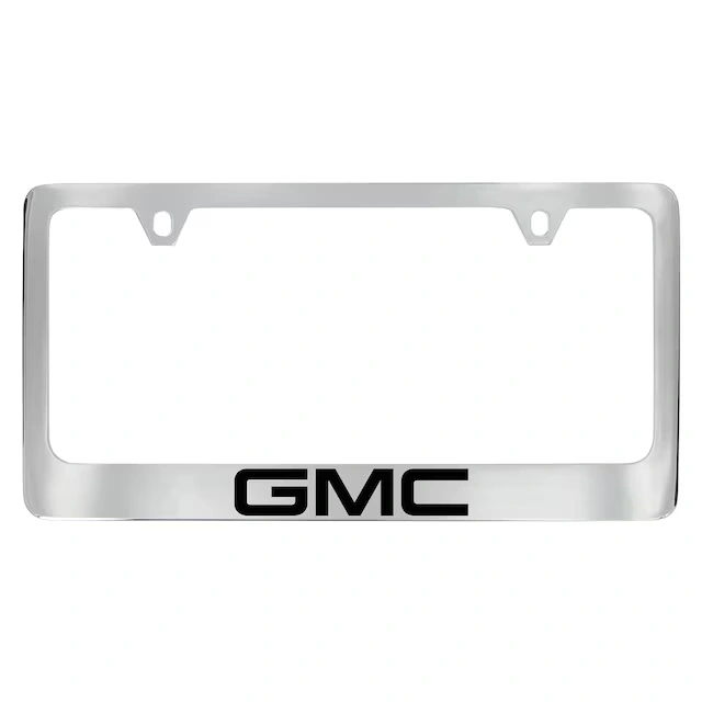 License Plate Frame by Baron & Baron® in Chrome with Black GMC Logo - Associated Accessories