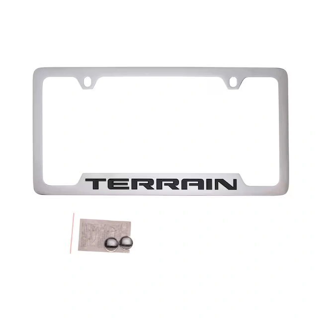 License Plate Frame by Baron & Baron® in Chrome with Black Terrain Script - Associated Accessories