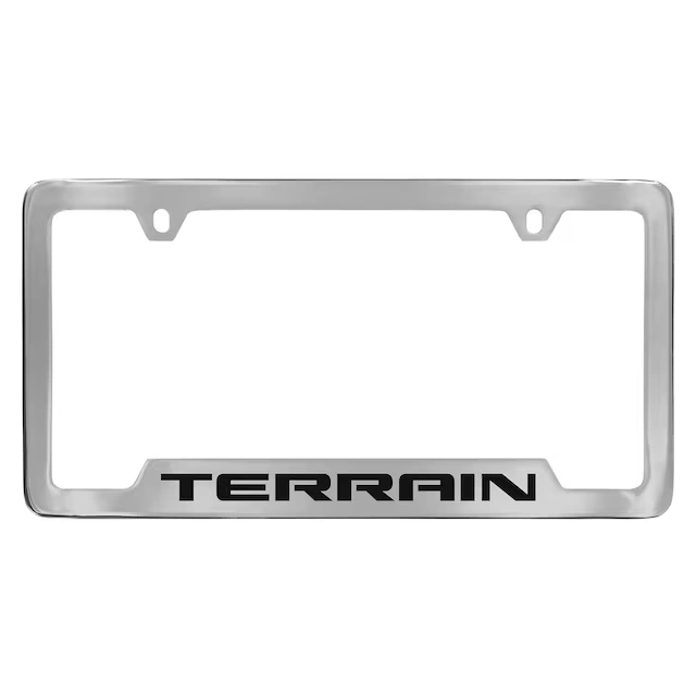 License Plate Frame by Baron & Baron® in Chrome with Black Terrain Script - Associated Accessories