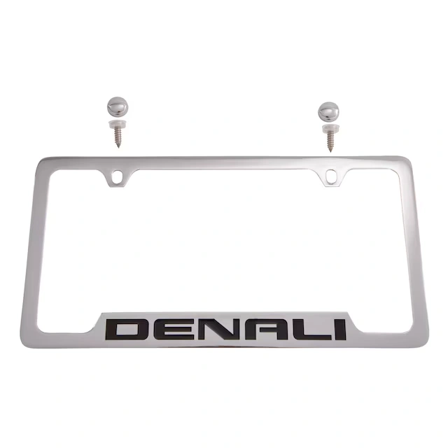 License Plate Frame by Baron & Baron® in Chrome with Black Denali Script - Associated Accessories