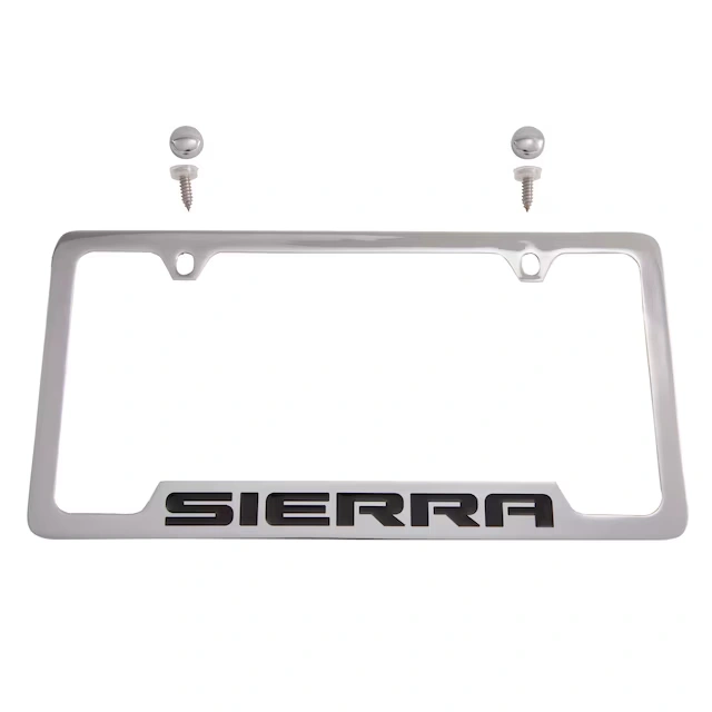 License Plate Frame by Baron & Baron® in Chrome with Black Sierra Script - Associated Accessories