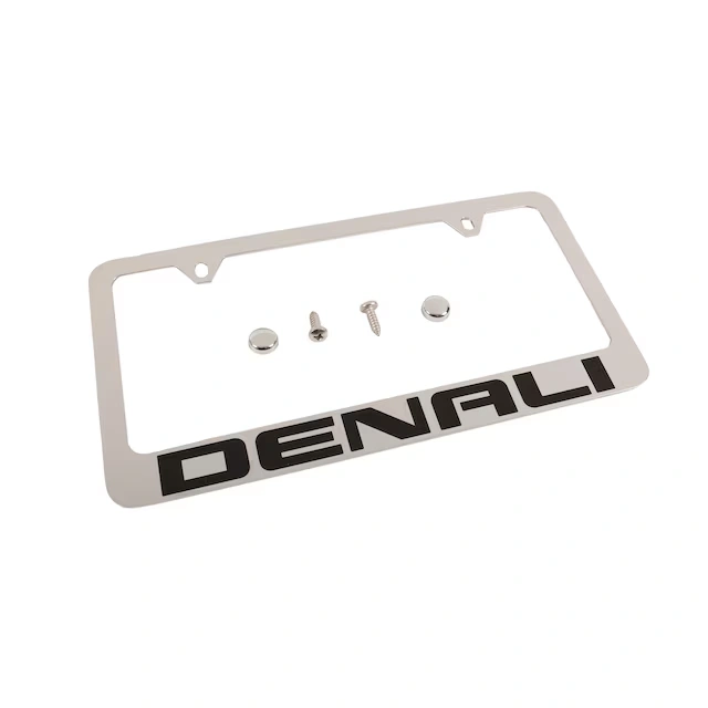 License Plate Frame by Baron & Baron® in Chrome with Black Denali Script - Associated Accessories