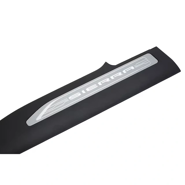 Front Door Sill Plates with Jet Black Surround and Sierra Script