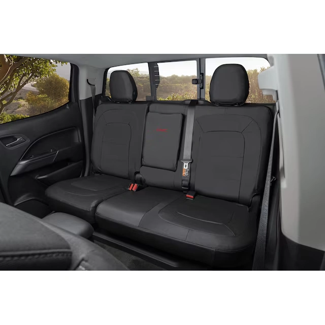 Rear Seat Cover Set in Jet Black with GMC Logo (with Armrest)
