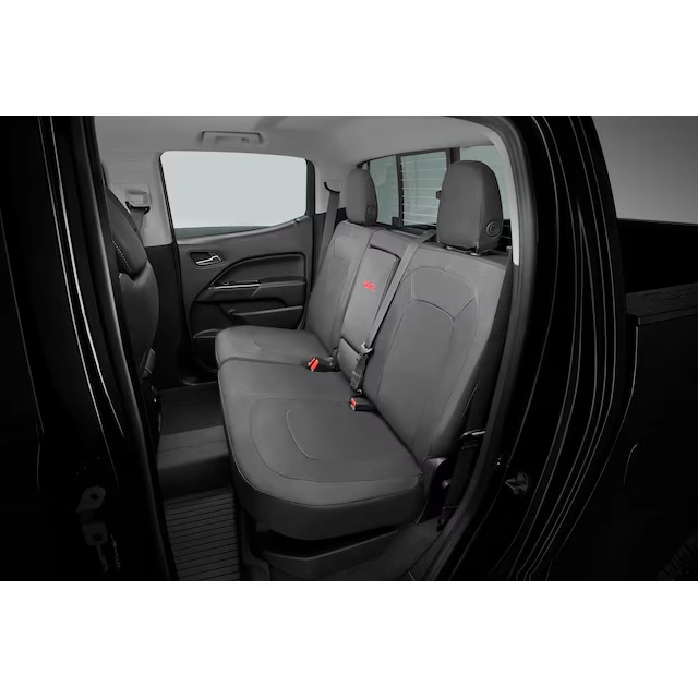 Rear Seat Cover Set in Jet Black with GMC Logo (with Armrest)