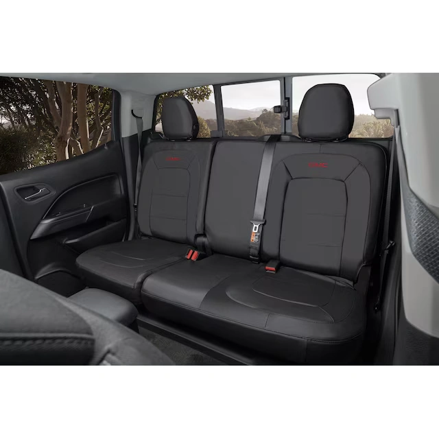 Rear Seat Cover Set in Jet Black with GMC Logo (without Armrest)