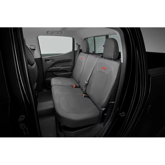 Rear Seat Cover Set in Jet Black with GMC Logo (without Armrest)