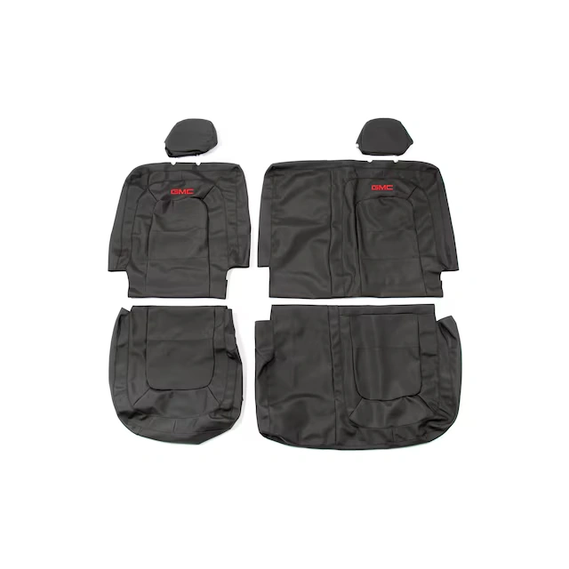 Rear Seat Cover Set in Jet Black with GMC Logo (without Armrest)