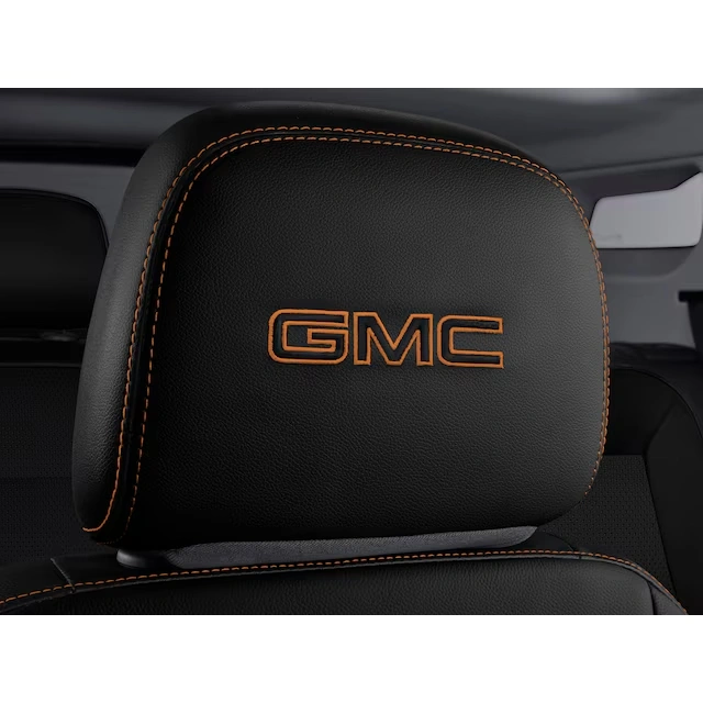Leather Headrest in Jet Black with Embroidered GMC Script