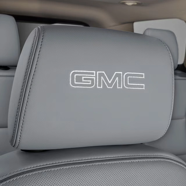 Vinyl Headrest in Light Ash Gray with Embroidered GMC Script
