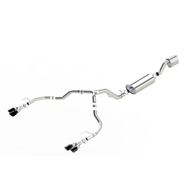 6.2L Cat-Back Dual-Rear Exit Through-the-Bumper Exhaust Upgrade System with Quad Black Chrome Tips (for Long Wheelbase Models) by Borla® - Associated Accessories