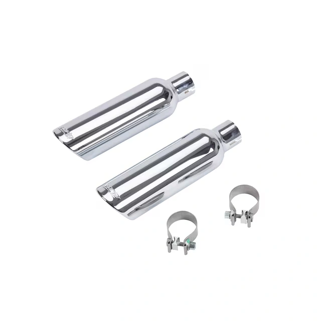 Bright Chrome Dual Exit Exhaust Tip Set by Borla® - Associated Accessories