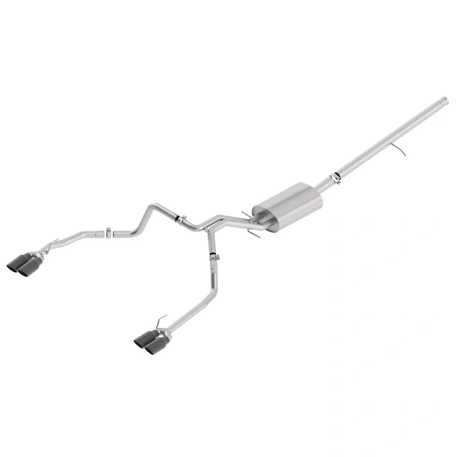 5.3L Cat-Back Dual-Split Rear-Exit Through-the-Bumper Exhaust Upgrade System with Quad Black Chrome Tips for Long Wheel Base Models by Borla® - Associated Accessories