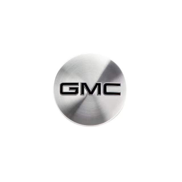 Center Cap in Brushed Aluminum with Black GMC Logo