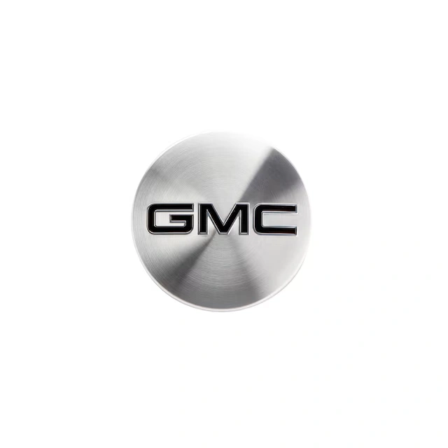 Center Cap in Brushed Aluminum with Black GMC Logo