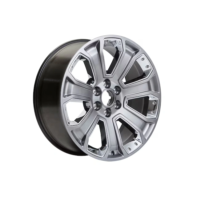 22x9-Inch Aluminum 7-Spoke Wheel in Silver with Chrome Inserts