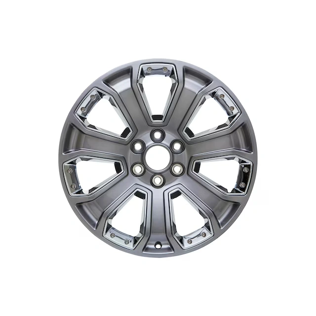 22x9-Inch Aluminum 7-Spoke Wheel in Silver with Chrome Inserts