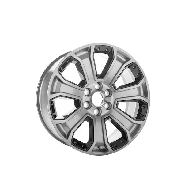 22x9-Inch Aluminum 7-Spoke Wheel in Midnight Silver with Black Inserts