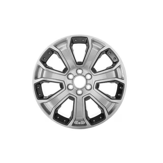 22x9-Inch Aluminum 7-Spoke Wheel in Midnight Silver with Black Inserts