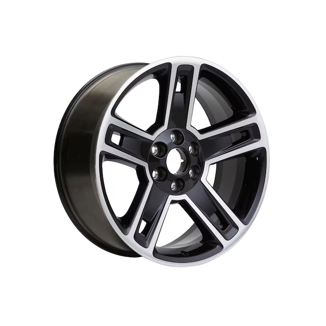 22x9-Inch Aluminum 5-Split-Spoke Wheel in Ultra Bright Machine with Gloss Black