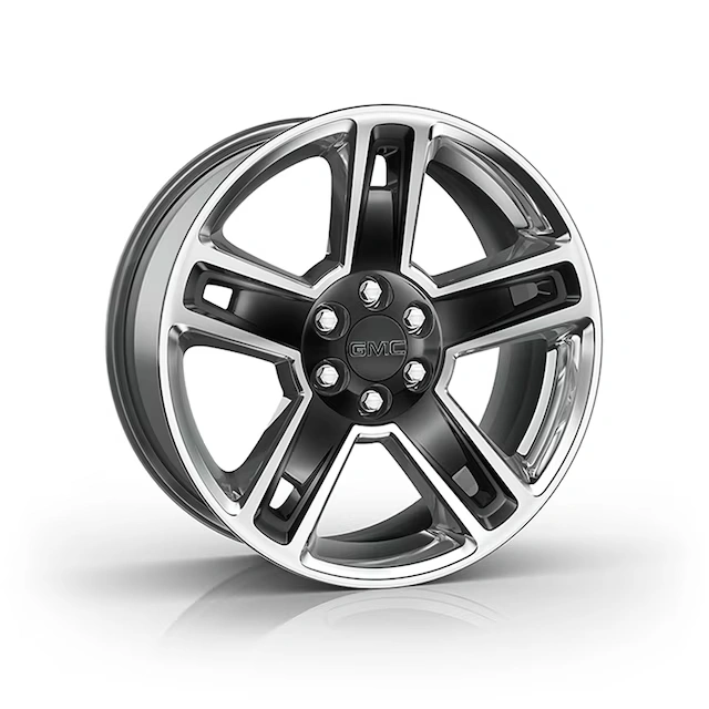 22x9-Inch Aluminum 5-Split-Spoke Wheel in Ultra Bright Machine with Gloss Black