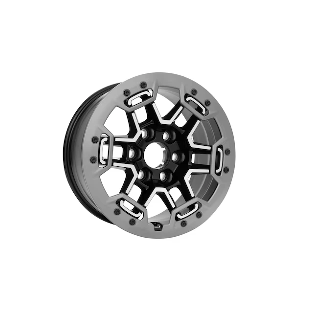 17x8-Inch Aluminum Multi-Spoke Beadlock Capable Wheel in Gloss Black with Argent Metallic Trim Ring