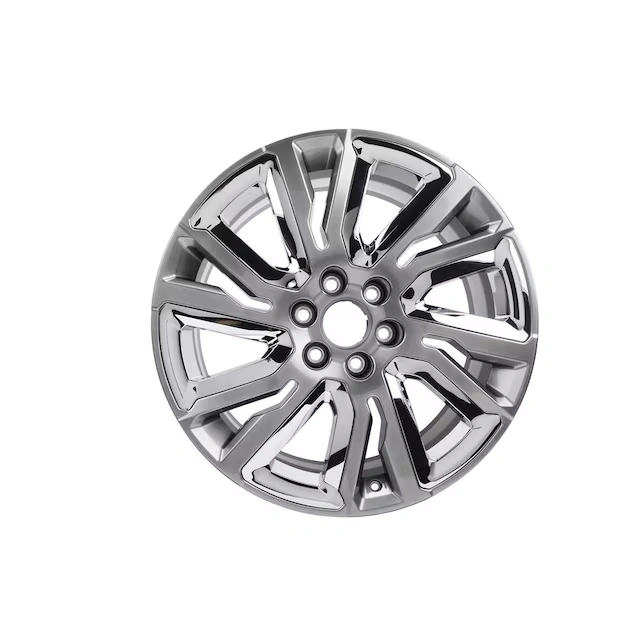 22x9-Inch Aluminum 6-Split-Spoke Wheel in Midnight Silver with Chrome Inserts